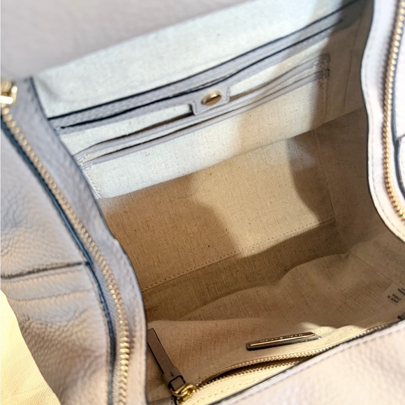 Tory Burch Pebbled Leather Half Moon Satchel, Taupe, Braided-Handle, Two-Way - Picture 7 of 7